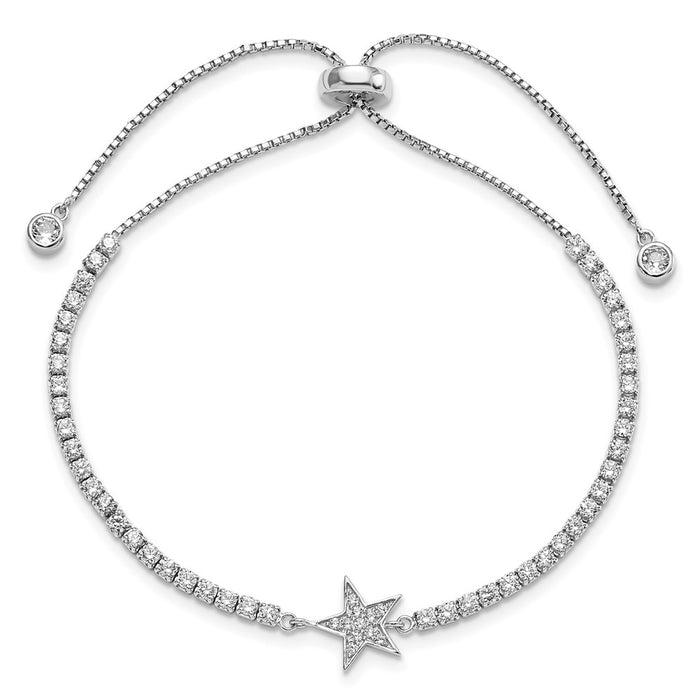 Buy Stylish Adjustable Sterling Silver Rhodium-Plated Bracelet with CZ Star Charm-3