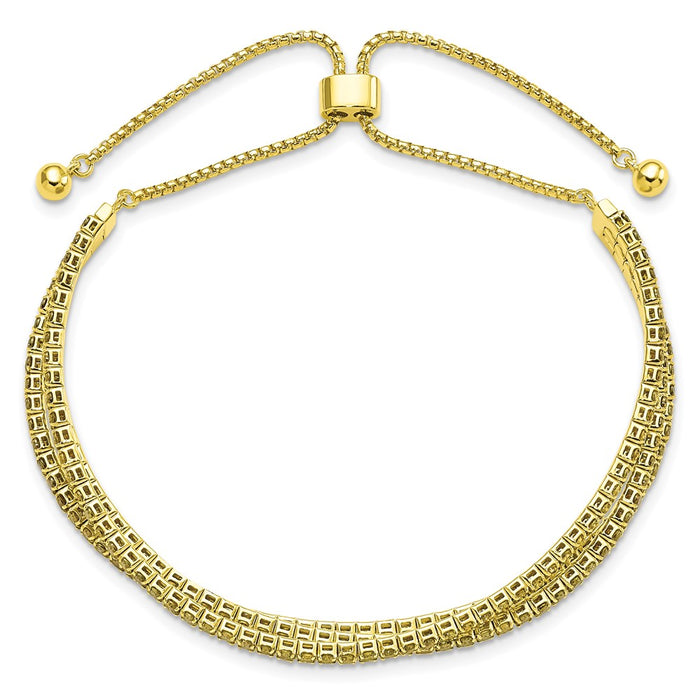 Buy Stylish Gold Tone Adjustable Bracelet with Triple Light Green CZ-3