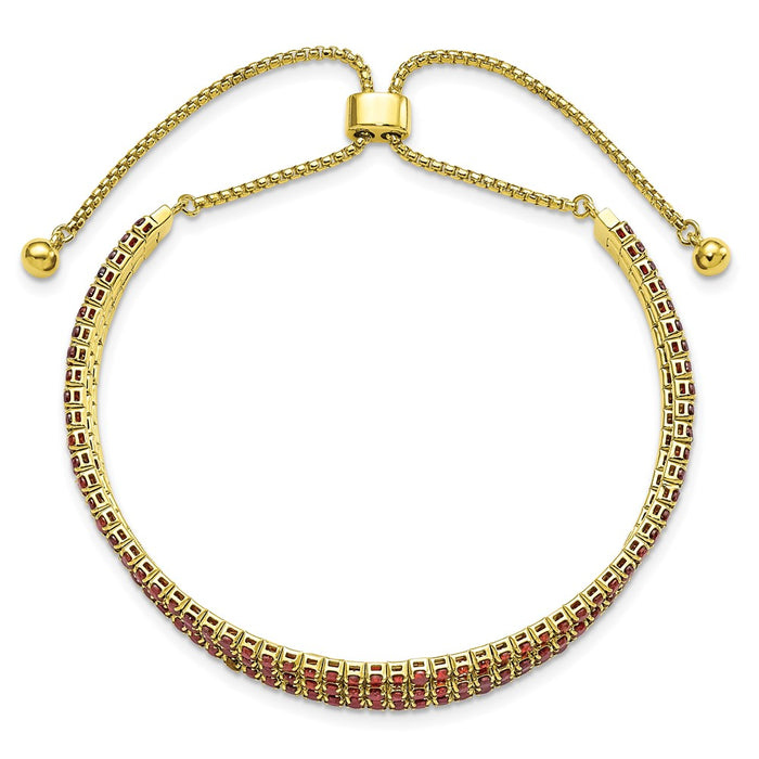 Shop Stylish Gold Tone January Birthstone Red CZ Adjustable Bracelet - Value!-3