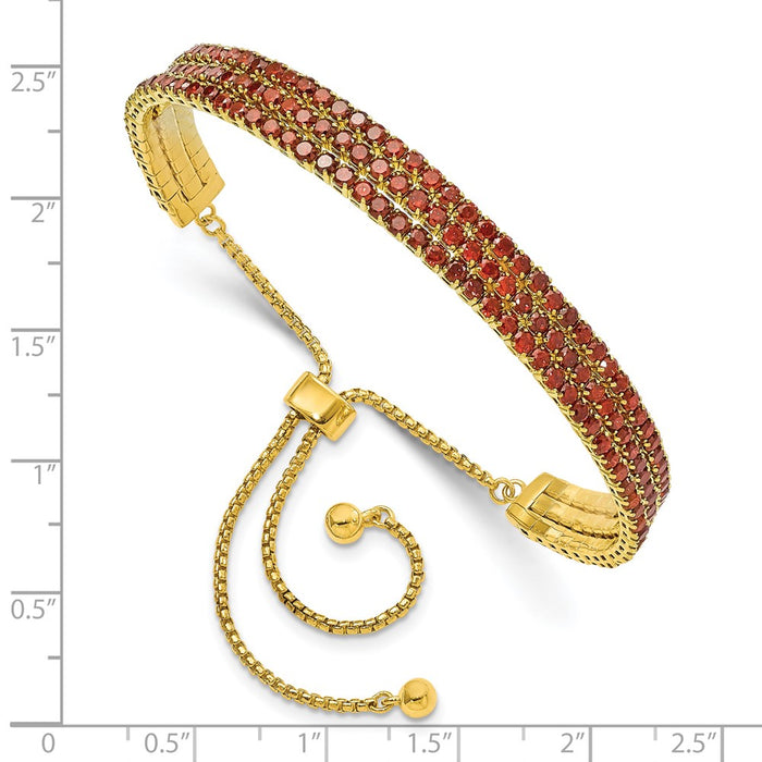 Shop Stylish Gold Tone January Birthstone Red CZ Adjustable Bracelet - Value!-2