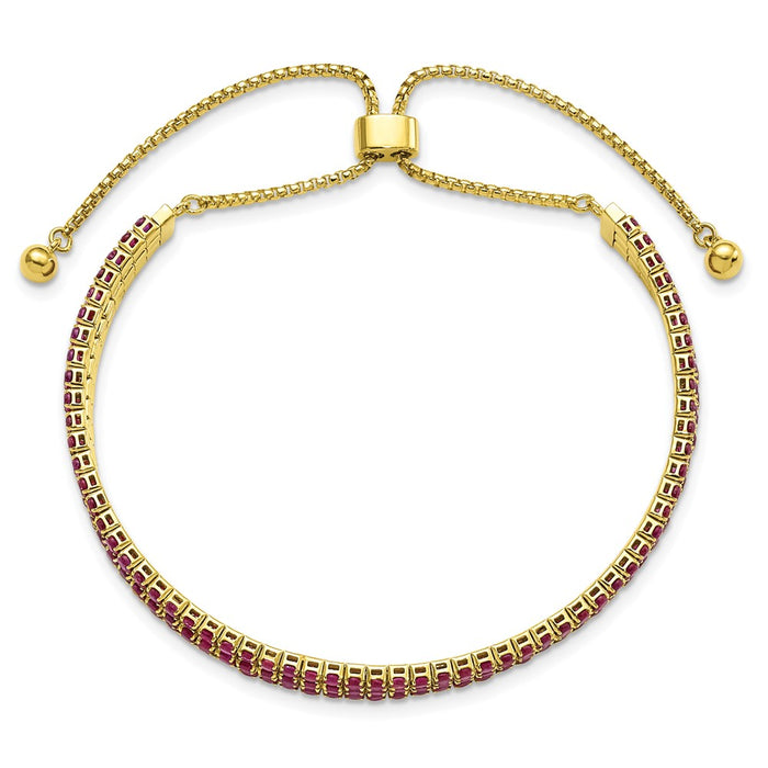 Shop Stylish Gold Tone July Dark Pink Triple CZ Adjustable Bracelet - Value!-3