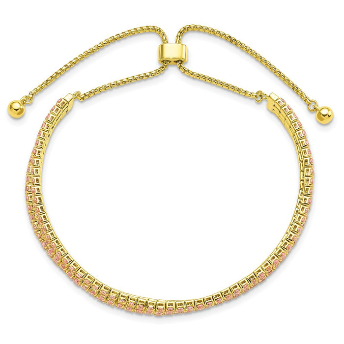 Buy Stylish Gold Tone Adjustable Bracelet with Triple Light Pink CZ 14K Design-3