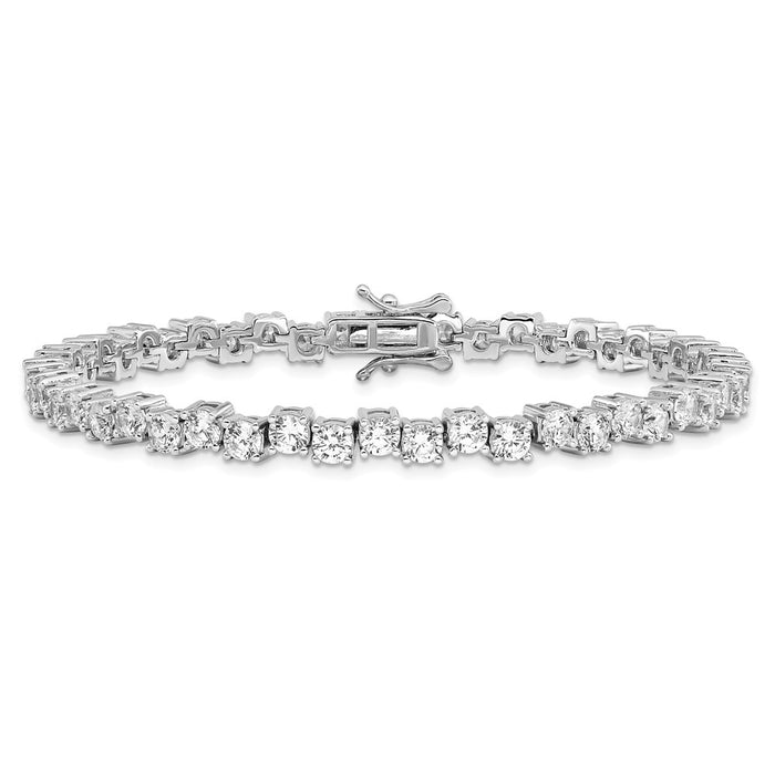 Shop Stylish 4mm CZ Bracelet in Rhodium-Plated Sterling Silver - Luxury Value-3