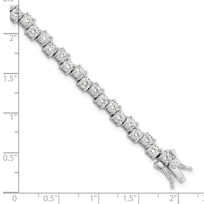 Shop Stylish 4mm CZ Bracelet in Rhodium-Plated Sterling Silver - Luxury Value-2