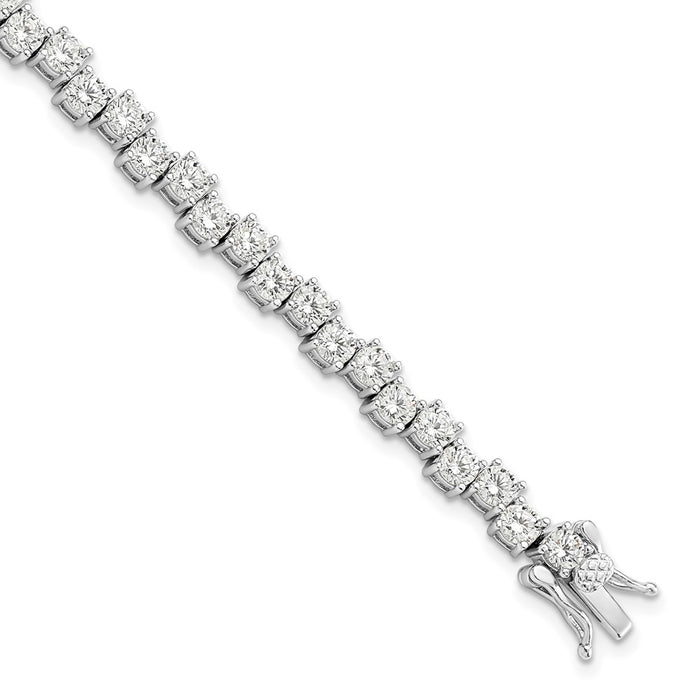 Shop Stylish 4mm CZ Bracelet in Rhodium-Plated Sterling Silver - Luxury Value-1