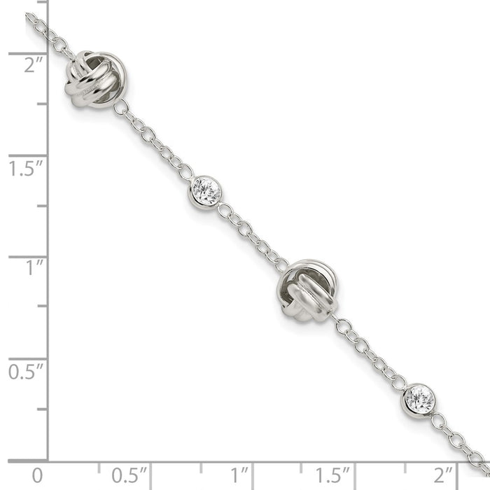 Shop Stylish Polished Sterling Silver CZ Knot Bracelet - 1.25-Inch Extension-2