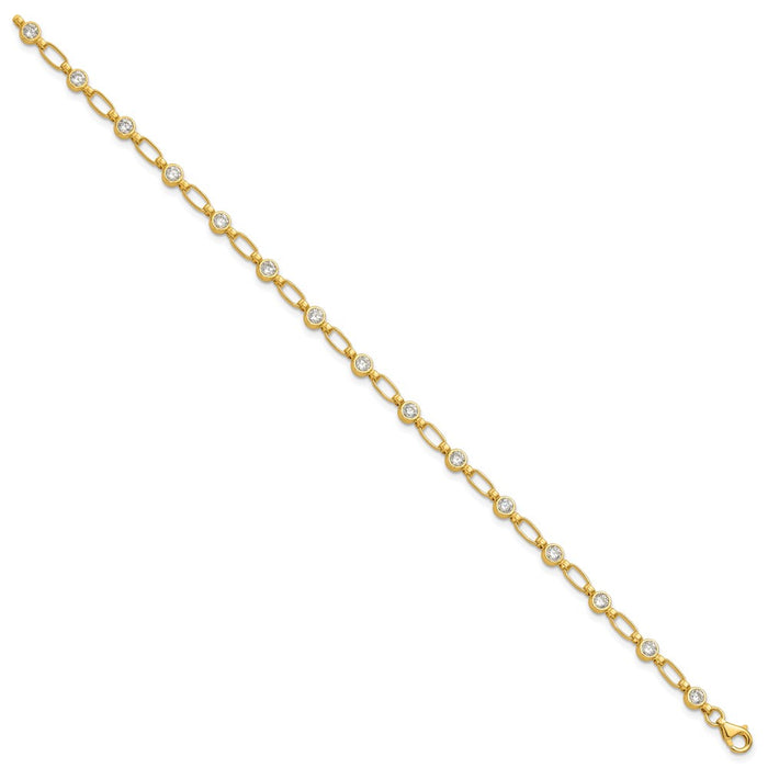 Shop Stylish 7.5" Gold-Tone Bezel Set CZ Bracelet in Sterling Silver - Affordable Luxury-2