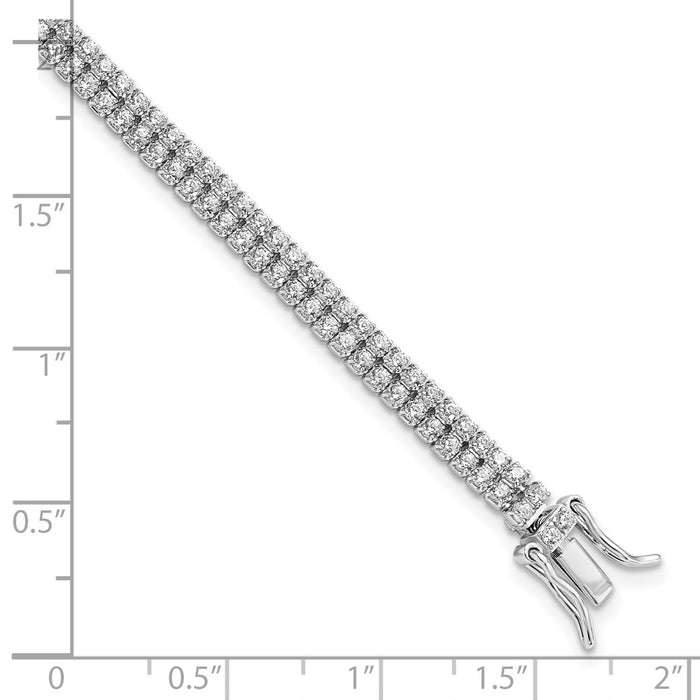 Exclusive Rhodium-Plated Sterling Silver Double Row CZ Tennis Bracelet - Stylish Luxury-2