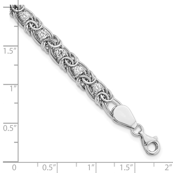 Shop Stylish 7.5-inch Polished Clear CZ Bracelet in Rhodium-Plated Silver-2