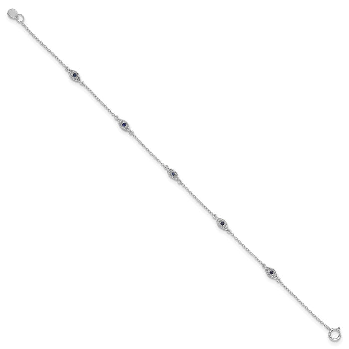 Exclusive Polished Sterling Silver Bracelet 7.5" with CZ Accents - Stylish Value!-2