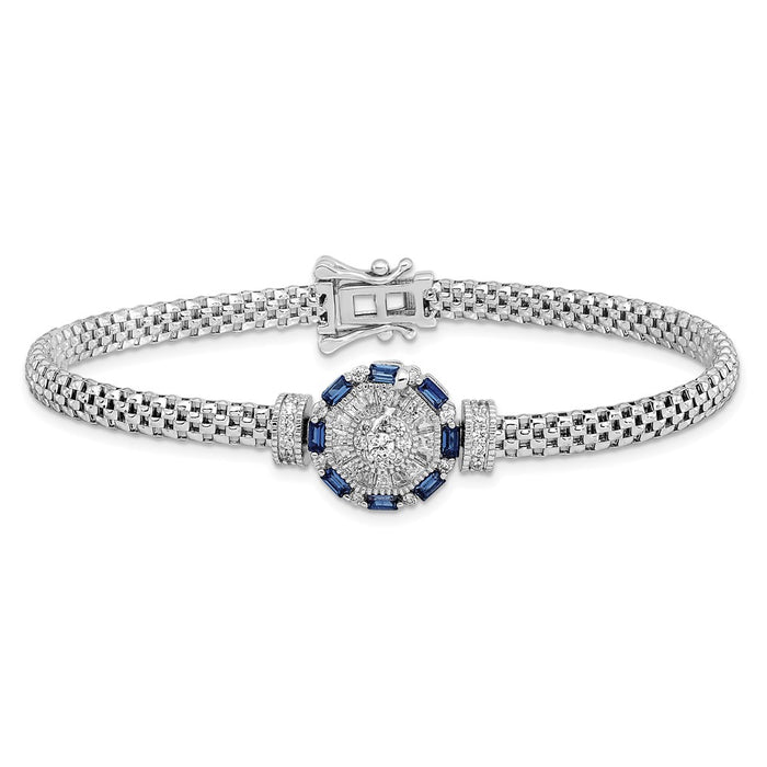 Shop Exclusive Rhodium-Plated Sterling Silver Bracelet with Stylish CZ Stones-3