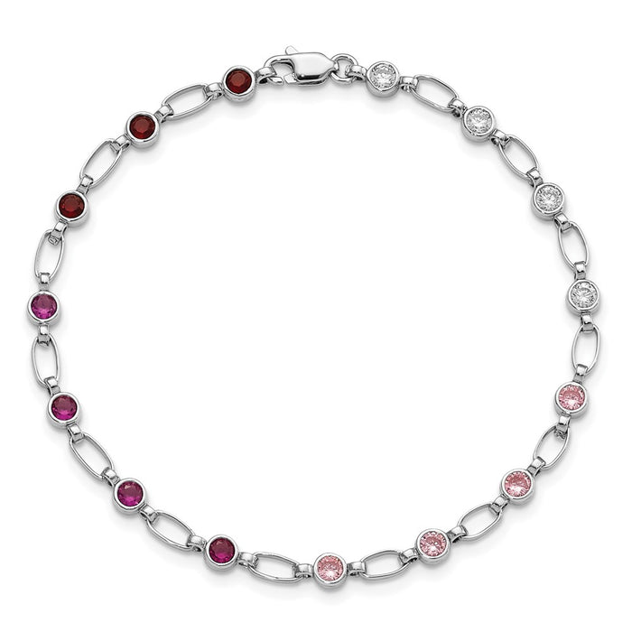 Exclusive Rhodium-Plated Sterling Silver Bracelet with CZ Stones - Stylish Value-3