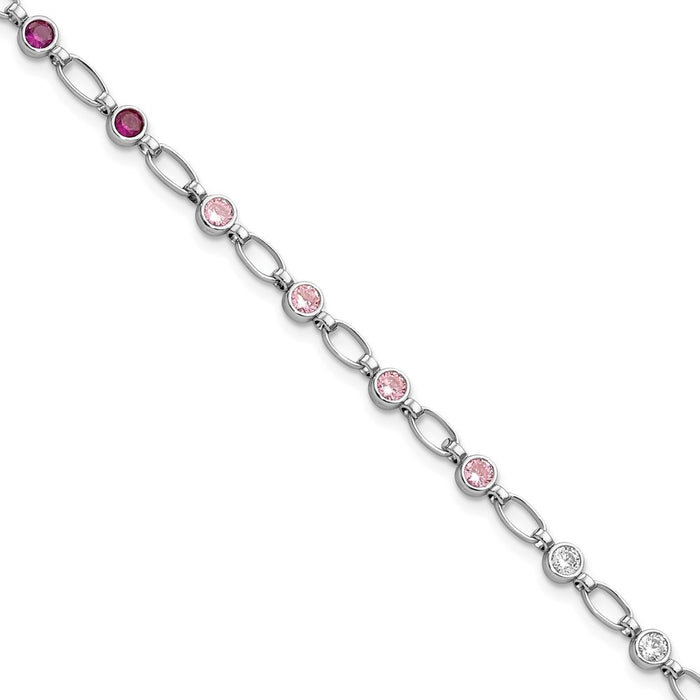 Exclusive Rhodium-Plated Sterling Silver Bracelet with CZ Stones - Stylish Value-1