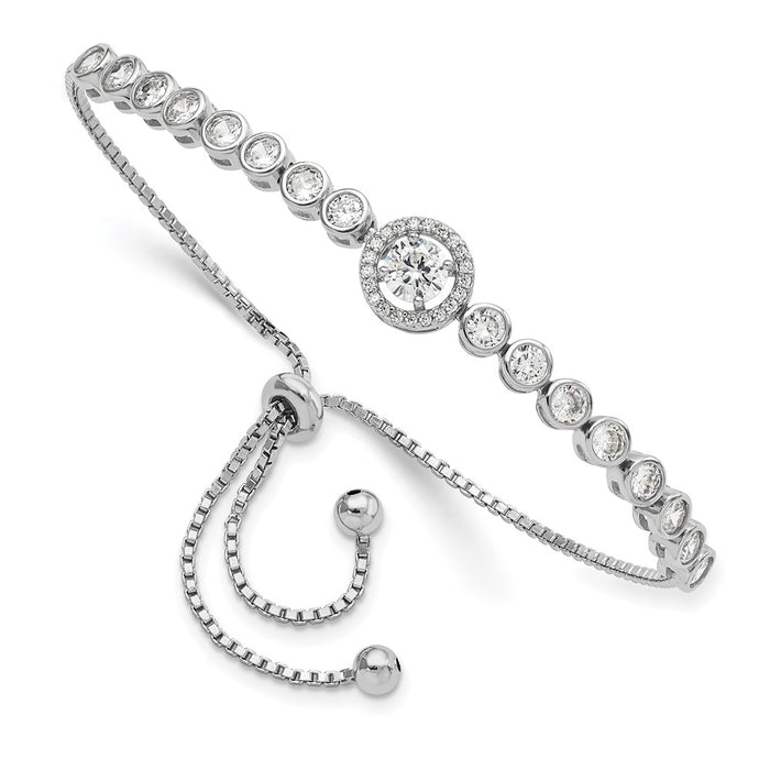 Buy Exclusive Rhodium-Plated Sterling Silver Adjustable Bracelet | Stylish CZ Accents-1