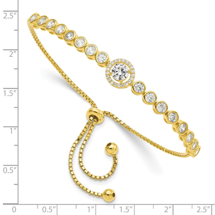 Buy Stylish Adjustable Sterling Silver Bracelet with Gold-tone CZ Accents-2
