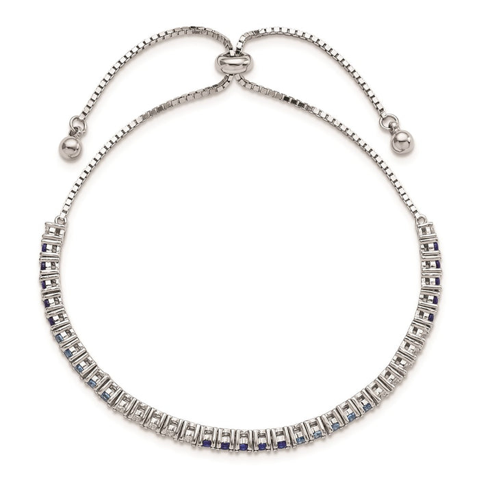 Buy Stylish Adjustable Sterling Silver Bracelet with Blue Spinel & CZ-3