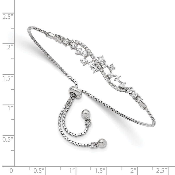 Buy Stylish Rhodium-Plated Sterling Silver Adjustable Bracelet with CZ Accents-2