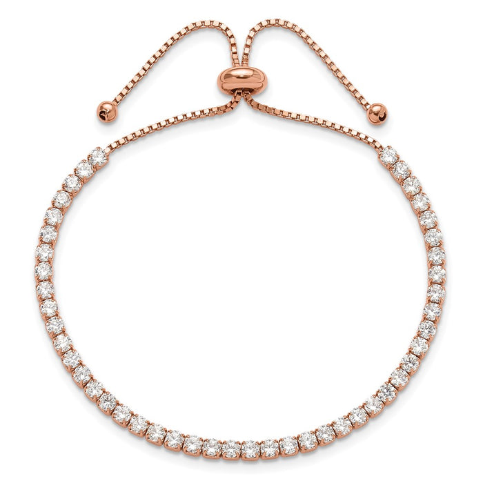 Shop Stylish Rose Gold-tone Silver Bracelet & Earring Set with CZ Accents-4
