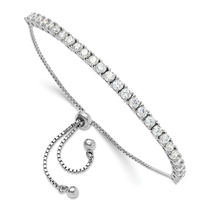 Shop Stylish Rhodium-Plated Sterling Silver Adjustable Bracelet & CZ Earrings Set-3