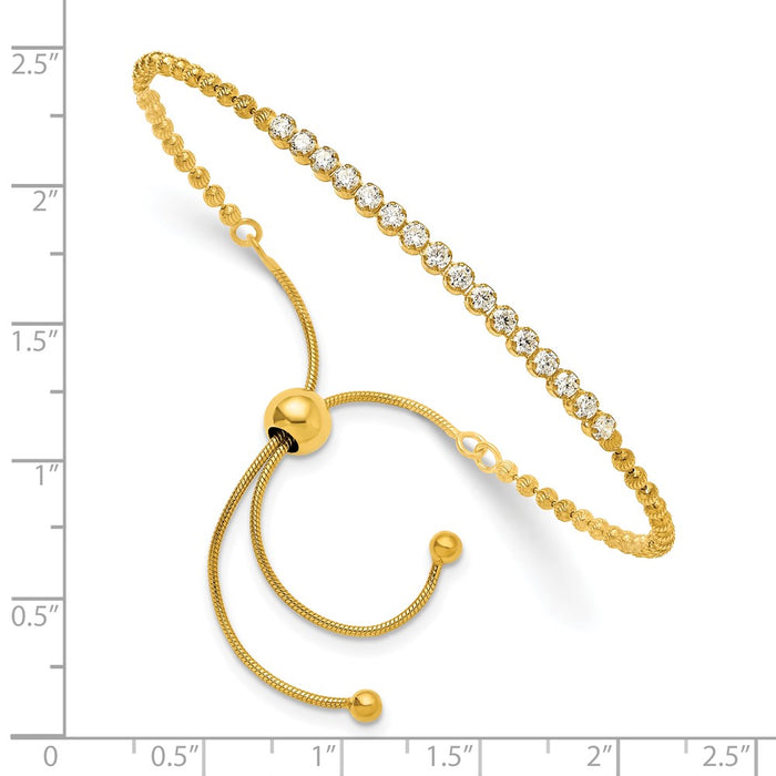 Buy Stylish Sterling Silver Adjustable Bracelet with Gold-tone & CZ Accents-3