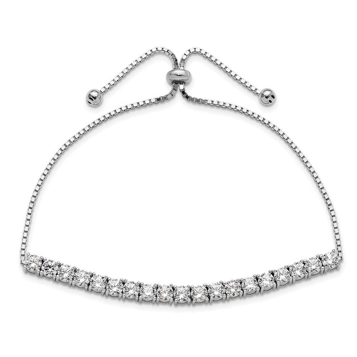 Shop Exclusive Rhodium-Plated Sterling Silver CZ Tennis Bracelet - Stylish & Adjustable-2
