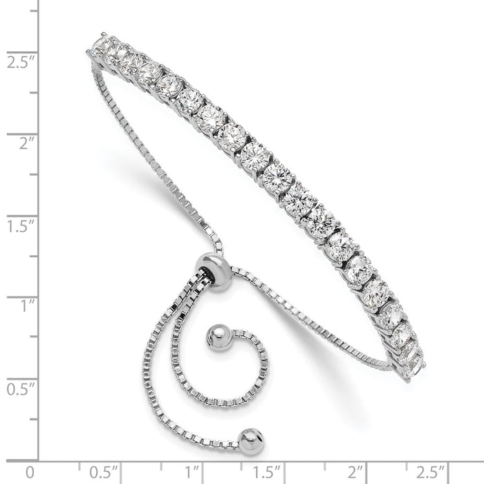 Shop Exclusive Rhodium-Plated Sterling Silver CZ Tennis Bracelet - Stylish & Adjustable-3
