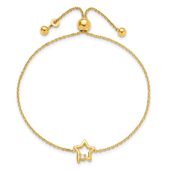 Shop Stylish Gold-Plated Sterling Silver Adjustable Bracelet with CZ Accents-2