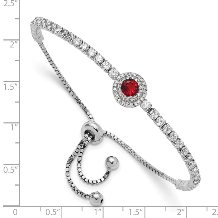 Buy Stylish Adjustable Sterling Silver Bracelet with CZ & Red Glass Accents-3