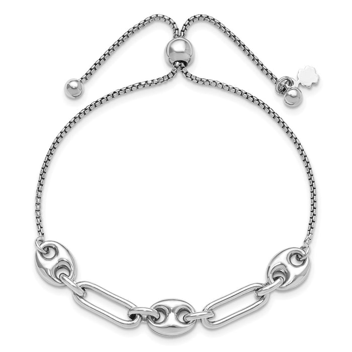 Buy Stylish Rhodium-Plated Sterling Silver Bolo Bracelet - Adjustable & Elegant-2