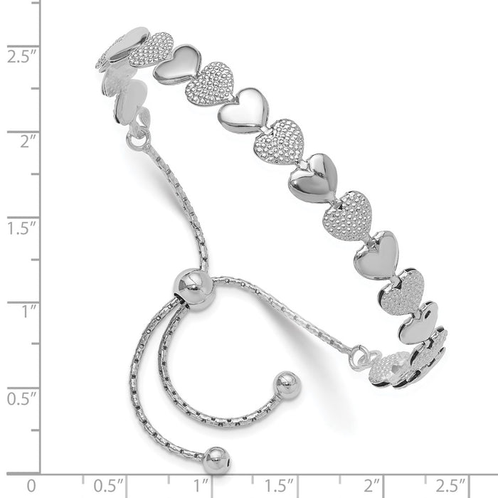 Exclusive Adjustable Bolo Bracelet with Hearts in Rhodium-Plated Silver-3