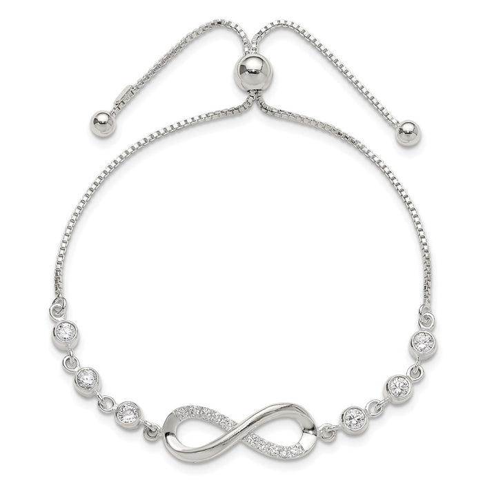 High-Quality Polished Sterling Silver Infinity Bracelet with CZ Accents - Stylish Value!-2