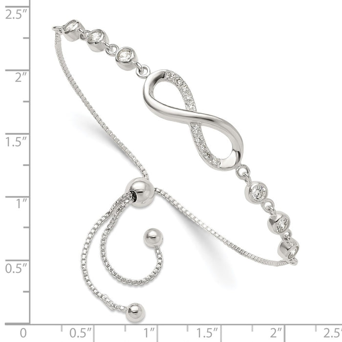 High-Quality Polished Sterling Silver Infinity Bracelet with CZ Accents - Stylish Value!-3
