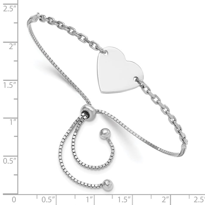 Designer Rhodium-Plated Heart Disc Adjustable Bracelet in Sterling Silver - Stylish Value-3