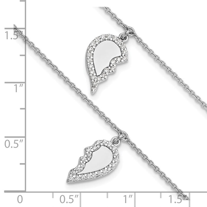 Buy Stylish Sterling Silver CZ Half Heart Bracelet Set - 7.25" + Extension-7