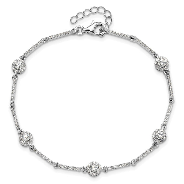 Buy Stylish Rhodium-Plated Sterling Silver CZ Link Bracelet - 7" Long, 1" Extension-4