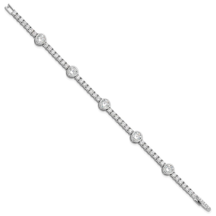 Buy Stylish 7-Inch Rhodium-Plated Sterling Silver Tennis Bracelet with CZ-2