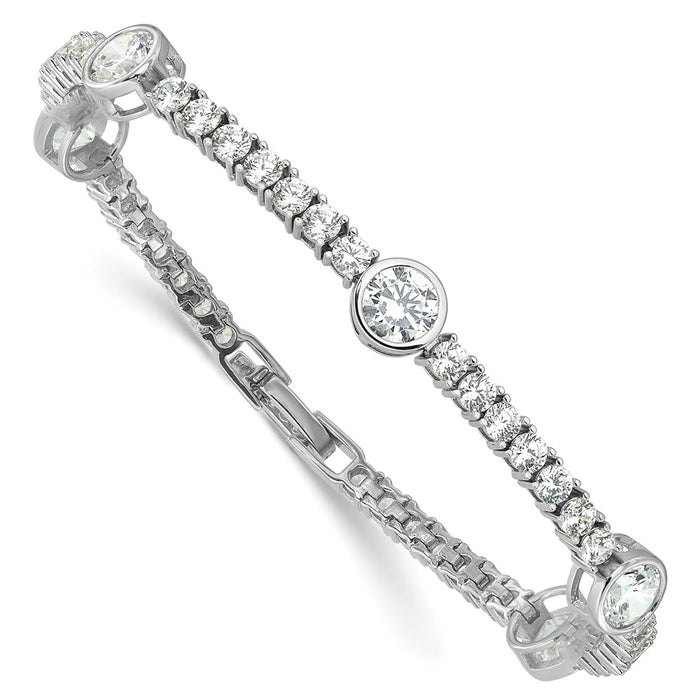 Buy Stylish 7-Inch Rhodium-Plated Sterling Silver Tennis Bracelet with CZ-3