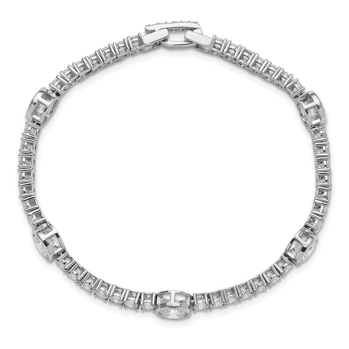 Buy Stylish 7-Inch Rhodium-Plated Sterling Silver Tennis Bracelet with CZ-4
