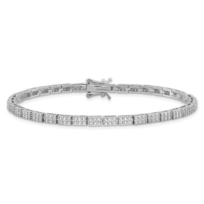Buy Stylish Rhodium-Plated Sterling Silver Micro Pave CZ Bracelet - 7.5"-3