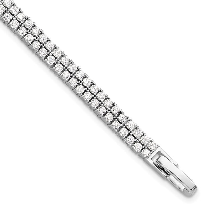 Buy Stylish Rhodium-Plated Sterling Silver CZ Tennis Bracelet - 7.25"-1