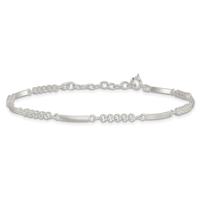 Buy Stylish Rhodium-Plated Sterling Silver CZ Bracelet - 7.25" with 1" Extension-3