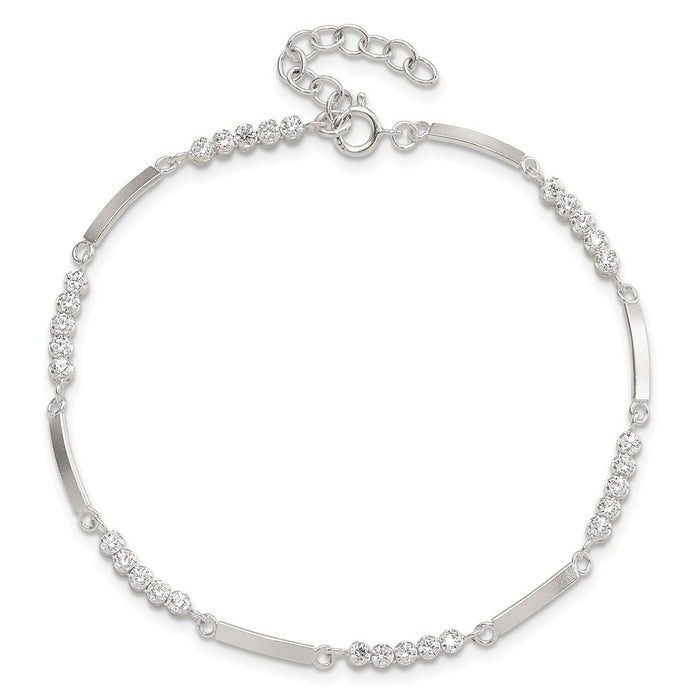 Buy Stylish Rhodium-Plated Sterling Silver CZ Bracelet - 7.25" with 1" Extension-4