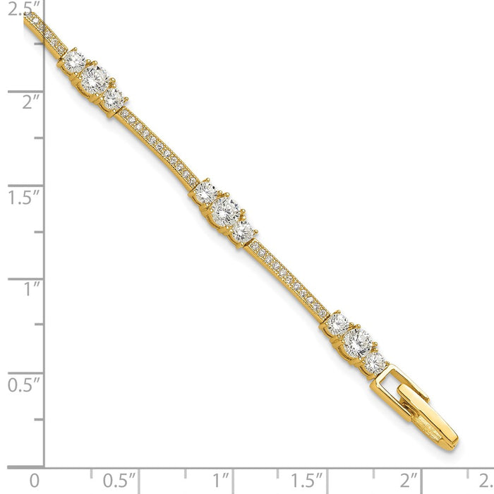 Shop Stylish 7-Inch Gold-Tone Sterling Silver Bracelet with CZ Accents-5