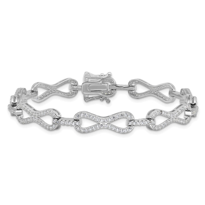 Buy Stylish Rhodium-Plated Sterling Silver CZ Infinity Link Bracelet - 7.5"-3