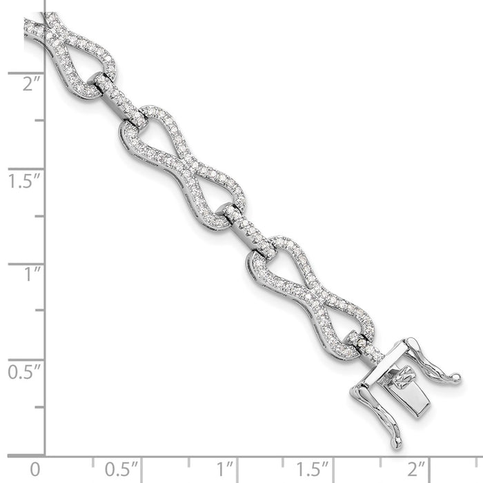 Buy Stylish Rhodium-Plated Sterling Silver CZ Infinity Link Bracelet - 7.5"-4