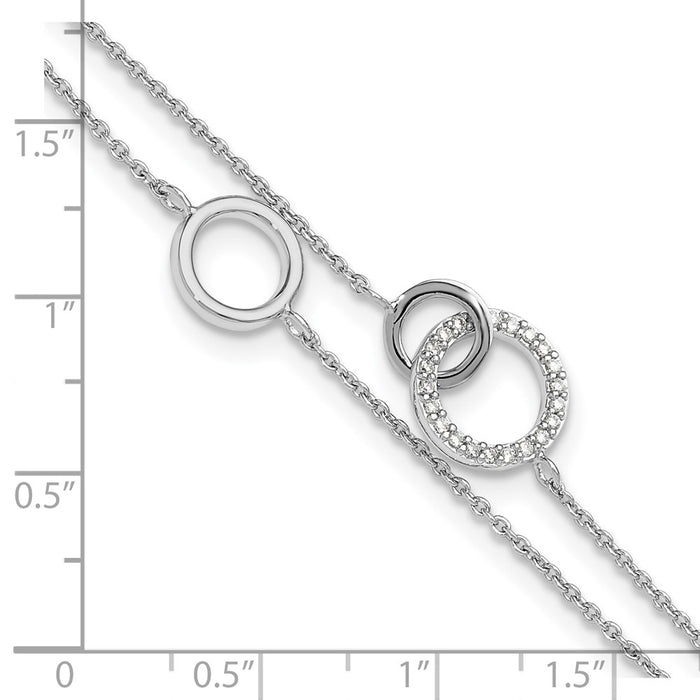 Shop Stylish Sterling Silver Rhodium-Plated CZ Double Strand Bracelet - 1.25" Extension-7