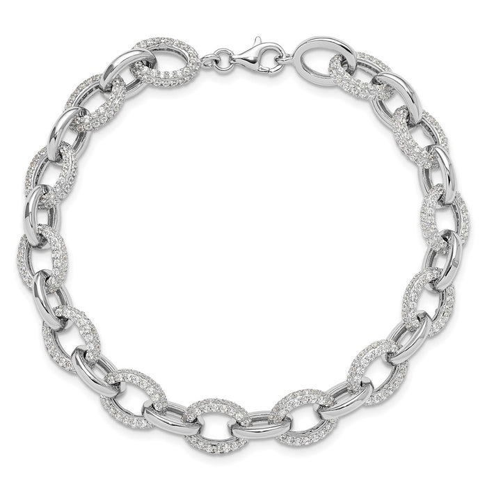 Buy Stylish Rhodium-Plated Sterling Silver Micro Pave CZ Bracelet - 7.5"-4