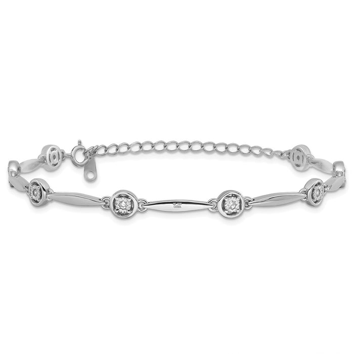 Exclusive Polished CZ Sterling Silver Bracelet, 2.25-Inch Extension, Affordable Luxury-3