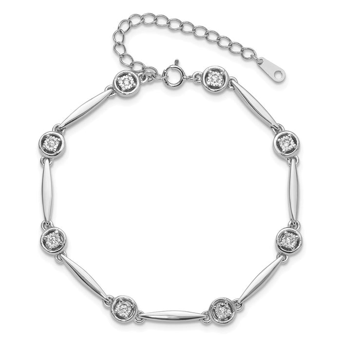 Exclusive Polished CZ Sterling Silver Bracelet, 2.25-Inch Extension, Affordable Luxury-4