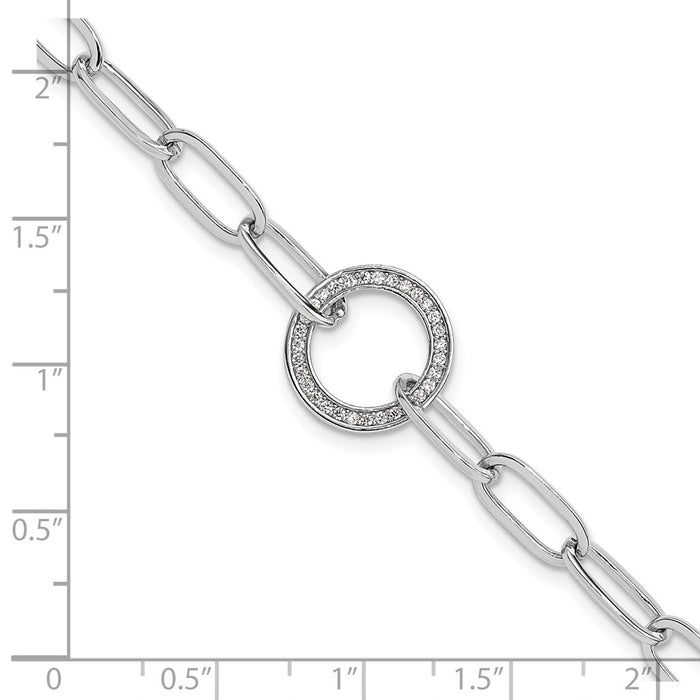 Buy Stylish Sterling Silver Rhodium-Plated Paperclip Bracelet with CZ, 1-Inch-5
